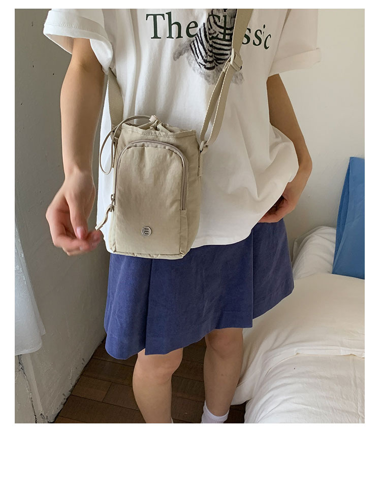 Outdoor portable casual mini single-shoulder bag, simple and versatile drawstring bucket bag, Korean style Instagram niche crossbody women's bag undefined