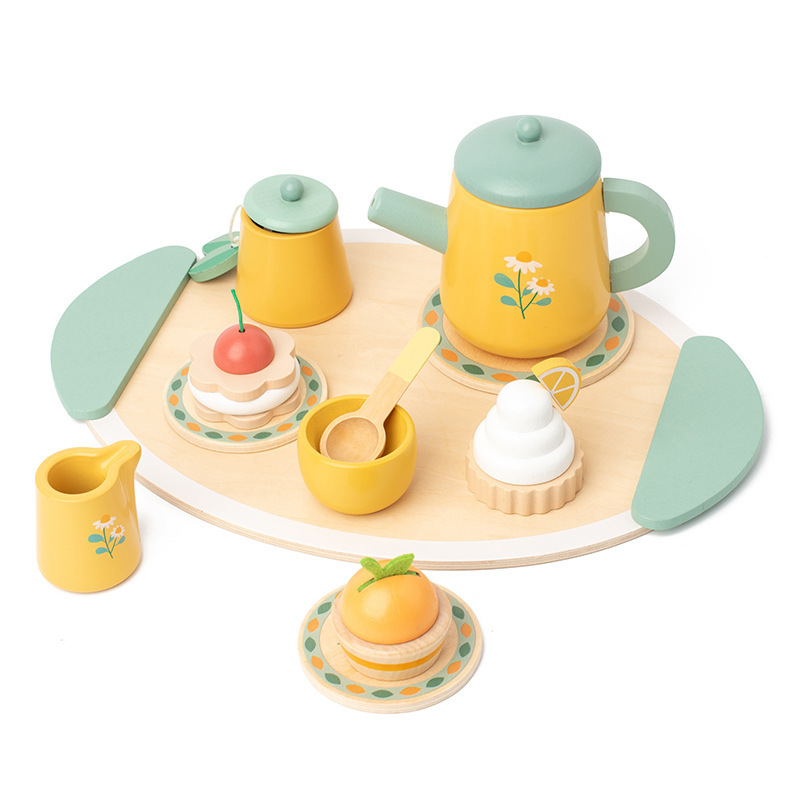 木のシミュレーションの午後のお茶の子供の茶器のシミュレーションの赤ちゃんのままごとは社交能力に付き添っておもちゃを鍛えます。|undefined