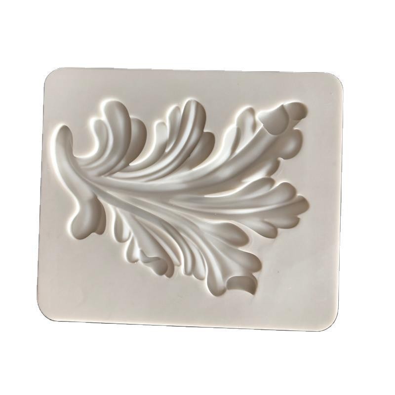 Marco de fotos de patrón de hoja en relieve de estilo europeo, molde de superficie esmerilada, molde de silicona para decoración de pastel de fondant de yeso epoxi de silicona