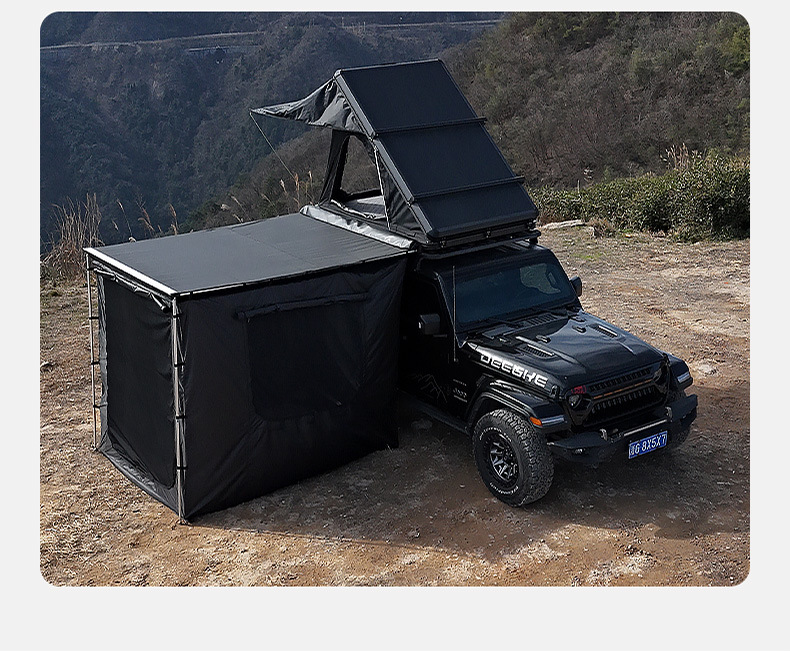 Outdoor Black Rubberized Car Side Tent Side Tent Cloth House Cloth Expansion Camping Style Car Sunshade and Rainproof Wholesale
