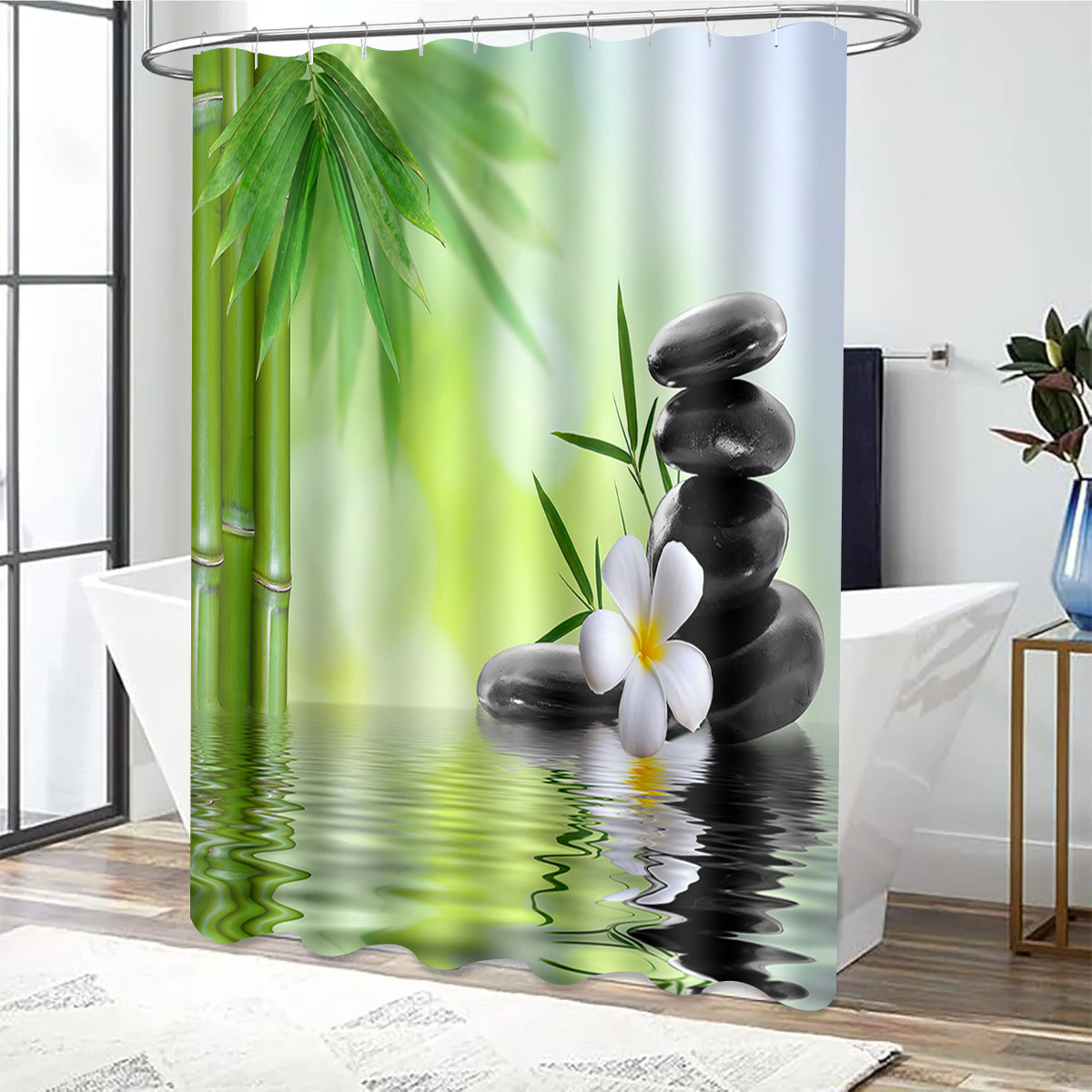 Bathroom Curtain Amazon Shower Curtain Waterproof Mildew Proof 3D Digital Printing Polyester Shower Curtain Toilet Partition