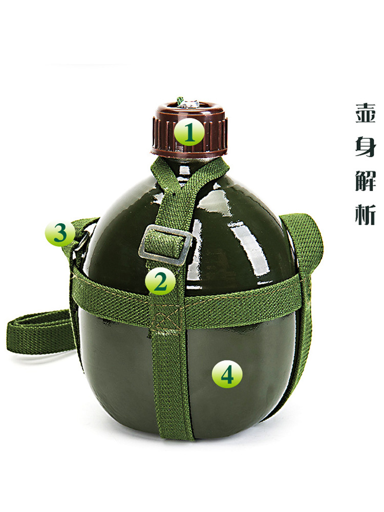 Nostalgic Old Style Aluminum Kettle Outdoor Water Bottle Large Capacity Sports Cup Wine Pot Aluminum Water Bottle Student Army Green 87 Water Bottle 