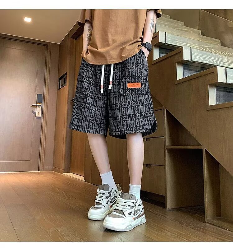 Camisas y menos ropa, ropa, pantalones cortos, verano para hombres, nuevo estilo, pantalones casuales rectos retro estadounidenses sueltos, hombres