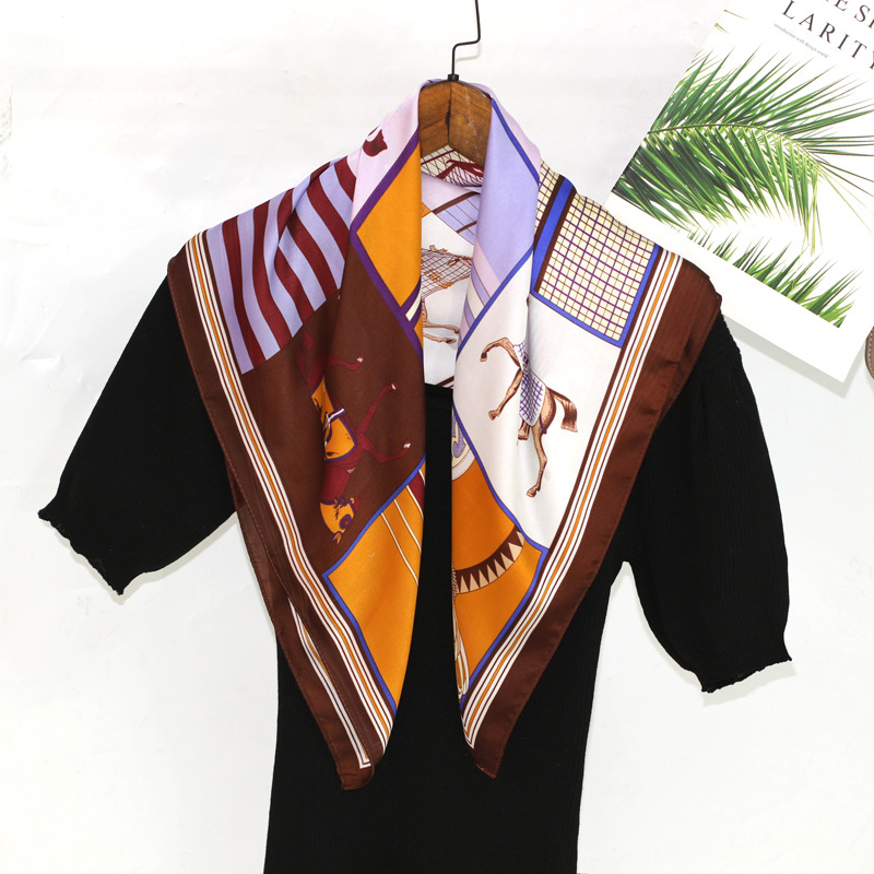 Personalizirani Instagram stil proljetnog tiska za žene iz 2023., profesionalni kvadratni simulacijski svileni šal_voghion.com