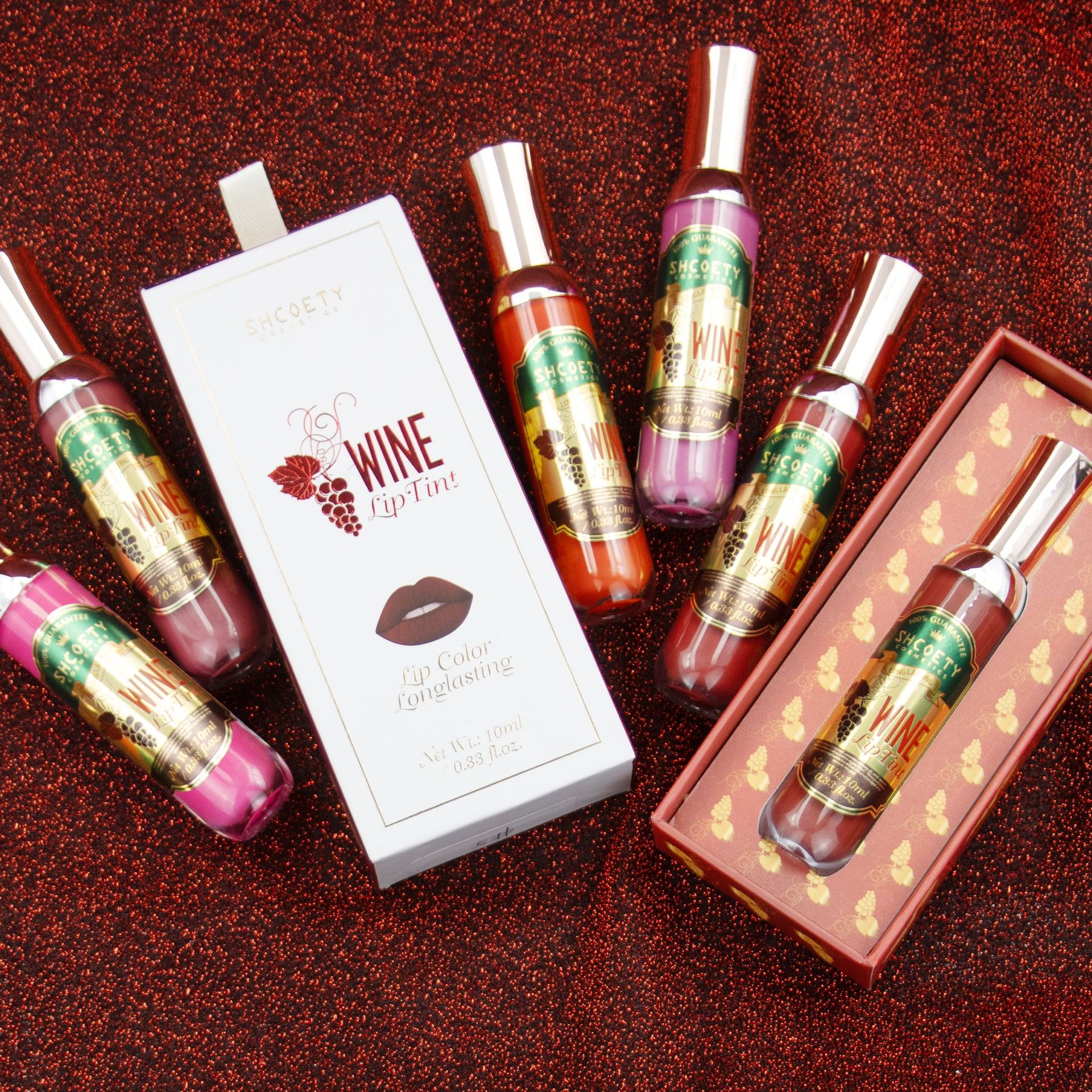 Cross-border lip gloss, red wine bottle, makeup, lip dye, non-fading lips, matte, frosted velvet lip gloss, liquid lipstick undefined