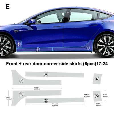 protective film, Automotive Film - tpu-transparent-protective-film-tesla-model3-y-tpu-front-and-rear-door-corner-side-skirts-6-pieces-17-24