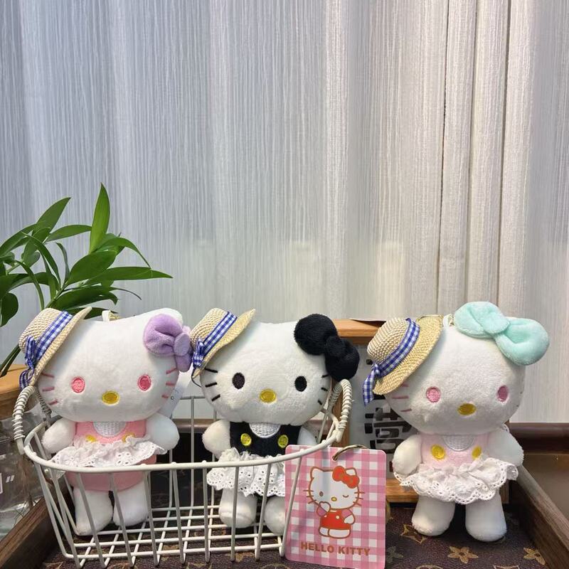 新品马卡龙草帽款猫咪毛绒公仔玩偶书包挂件娃娃钥匙扣挂饰礼品|undefined