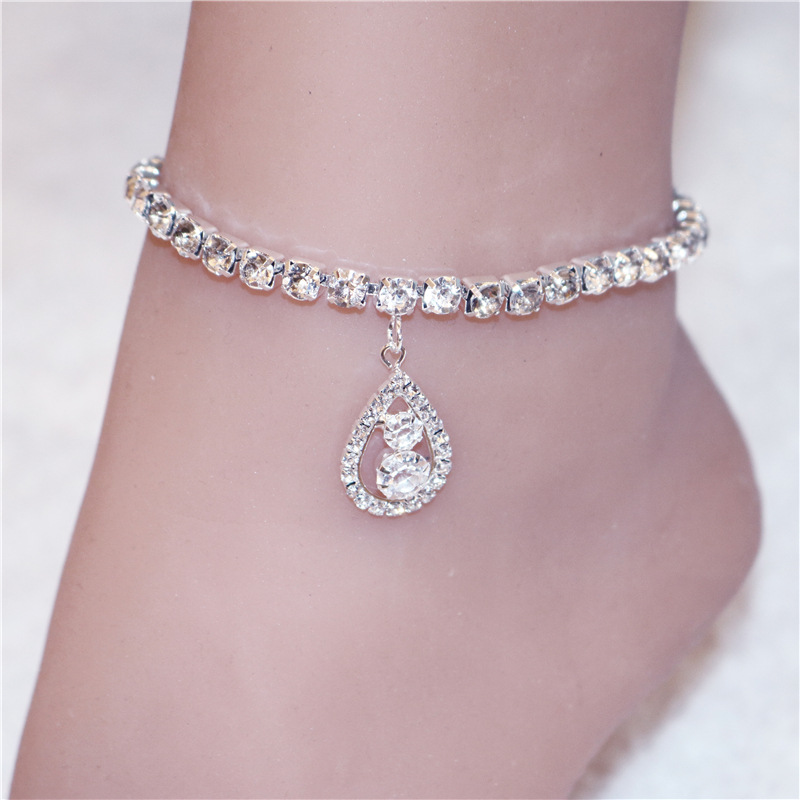 New Crystal Rhinestones Water Droplets Bear Women's Beach Anklet display picture 2