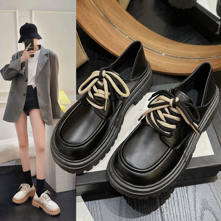 Мокасины в стиле ретро на толстой подошве в стиле преппи, однослойные туфли на массивном каблуке для женщин, новинка 2024 года, повседневная универсальная британская кожаная обувь для женщин