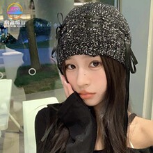 走秀款~权志龙同款亮片冷帽女早秋小香风包头帽ins风针织帽男潮