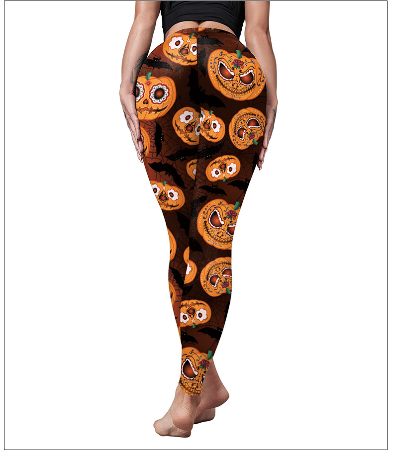 women s Halloween pumpkin bat print yoga tights nihaostyles wholesale halloween costumes NSNDB78612