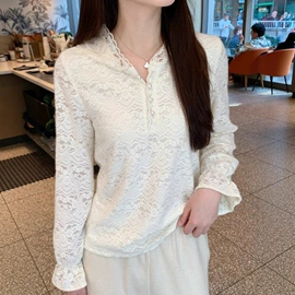 蕾丝衫雪纺衫;女式衬衫;半身裙