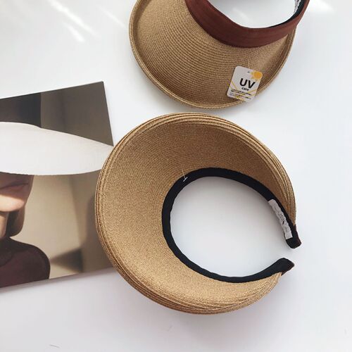 Japanese Son Duyi Style Flat Cap Straw Hat for Girls, Casual, Unbrimmed, UVCUT Sun Protection Hat against UV Radiation and Sunshade
