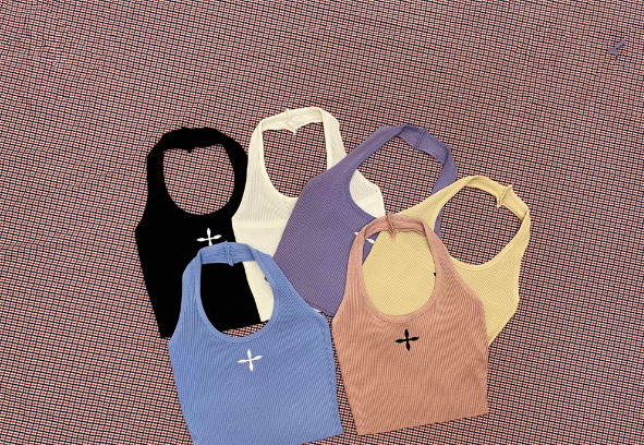 Sweet hot girl fashion Korean style 2023 new printed cross halter vest slim slimming bottoming top outer wear