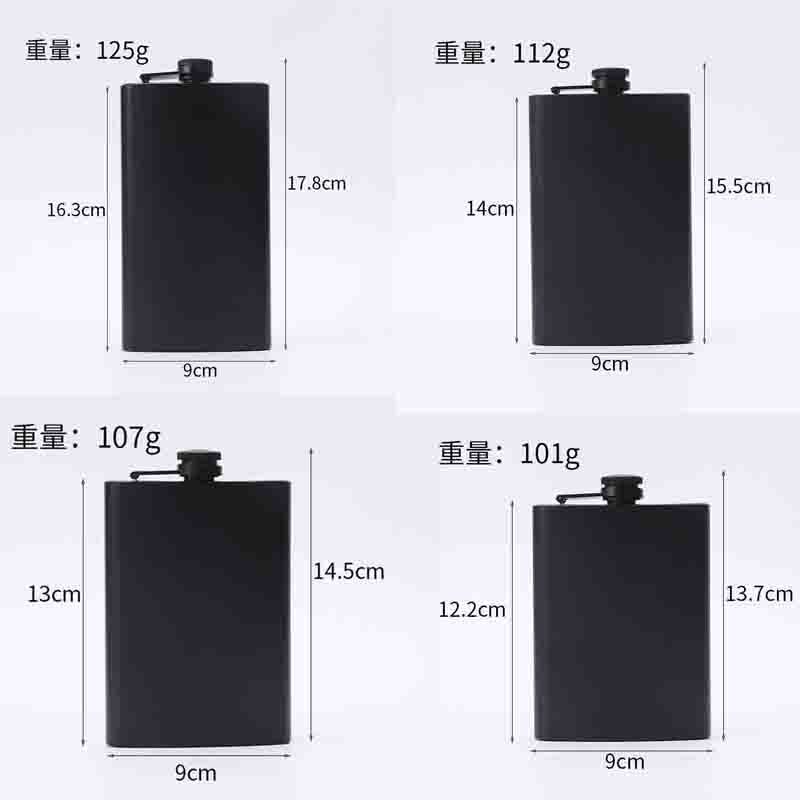 Factory Supply Matte Black Paint 6 oz Portable Outdoor Stainless Steel Flask