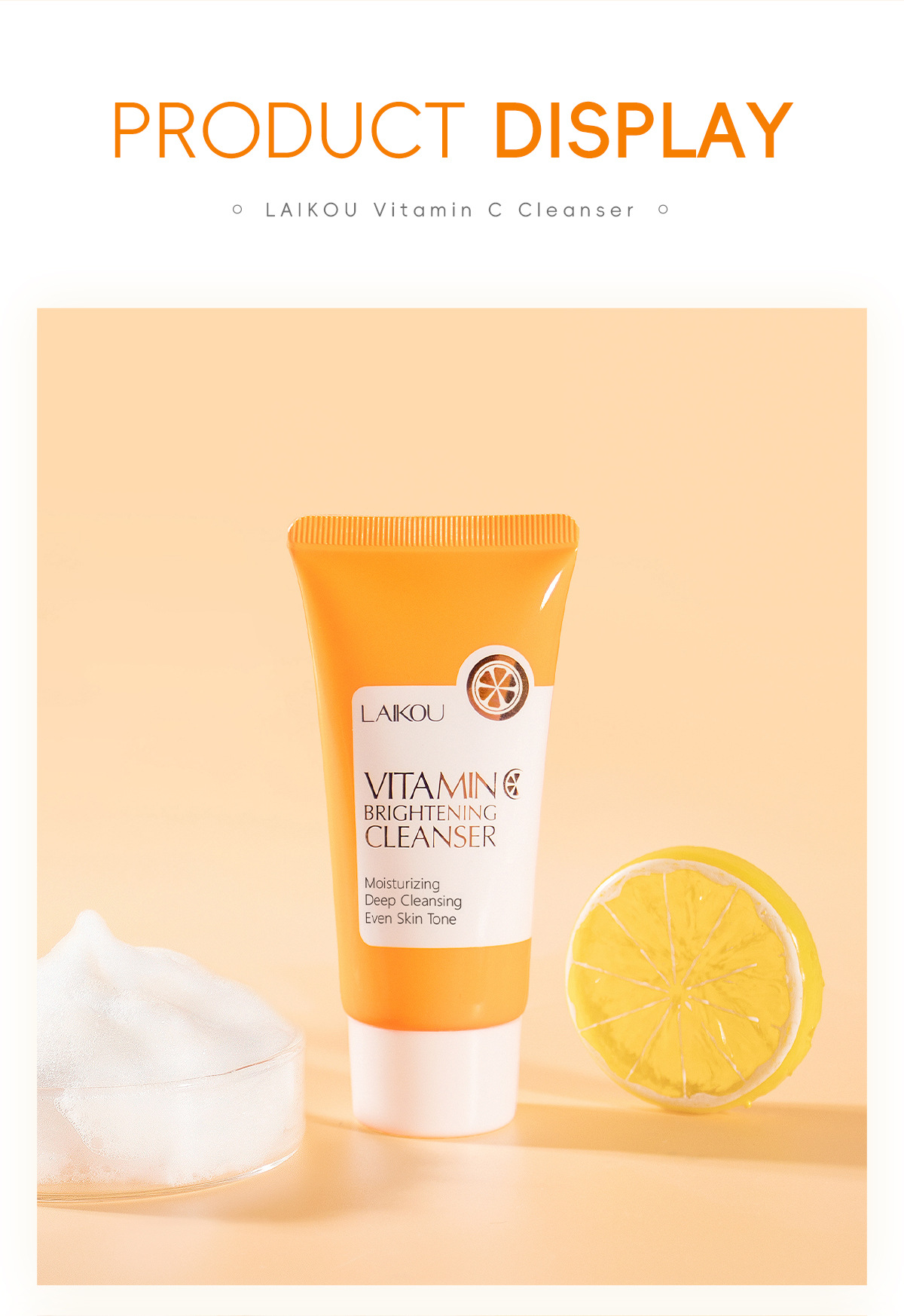 LAIKOU Vitamin C Facial Cleanser 50g skin care facial Cleanser cross-border supply Shopee lazada supply undefined