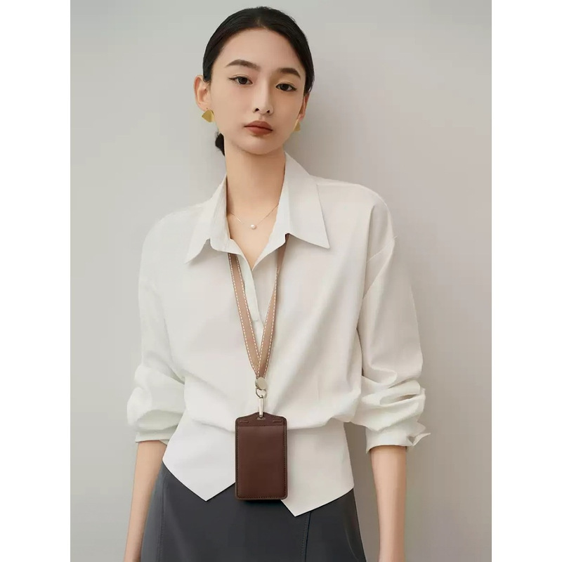 ACHU Excellent Tailoring White Slim-Fit Shirt for Women, Summer Professional Commuting Wear, Shirt with Slit Design, Stylish Top ACHU Excellent Tailoring White Slim-Fit Shirt for Women, Summer Professional Commuting Wear, Shirt with Slit Design, Stylish Top