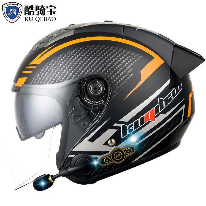 Kuqibao Electric Motorcycle Smart Bluetooth Helmet Four Seasons Universal Motorcycle Sunscreen Half Helmet Helmet Cross Border