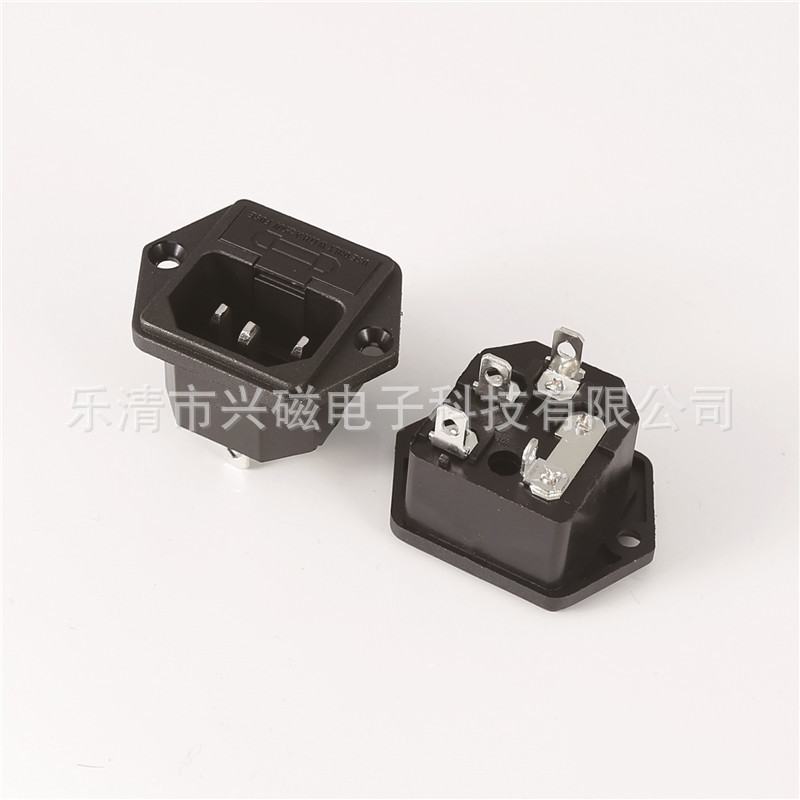 兴磁AC品字电源插座带保险3眼座10A品字插座器具机柜AC-03厂家