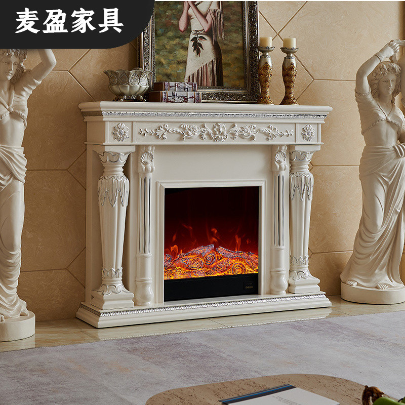1.3/1.5米欧式壁炉装饰柜复古白色 美式家用别墅客厅仿真火焰取暖