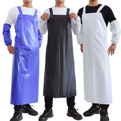 PVC suspender apron waterproof oil thickened and long wear-resistant kitchen large apron food aquatic labor protection apron wholesale