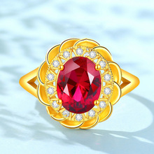 红宝石戒指黄铜镀24k金 一件代发