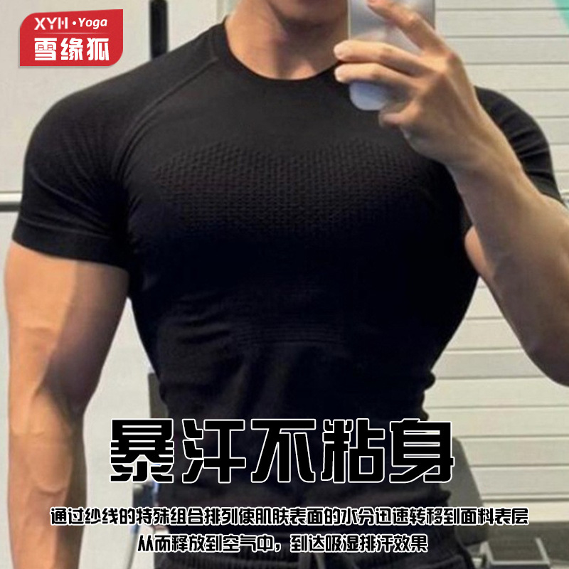 Camiseta deportiva de manga corta para hombre, ropa deportiva profesional, para correr, entrenar, de secado rápido, compresión, ajustada, para exteriores