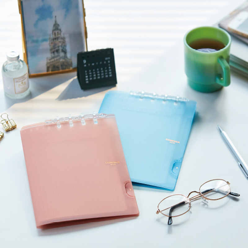 6Bvq Japanese Compack Note Foldable B5 Loose-Leaf Notebook Portable Lightweight Colorful Soft Leather Cover Can Be Folded