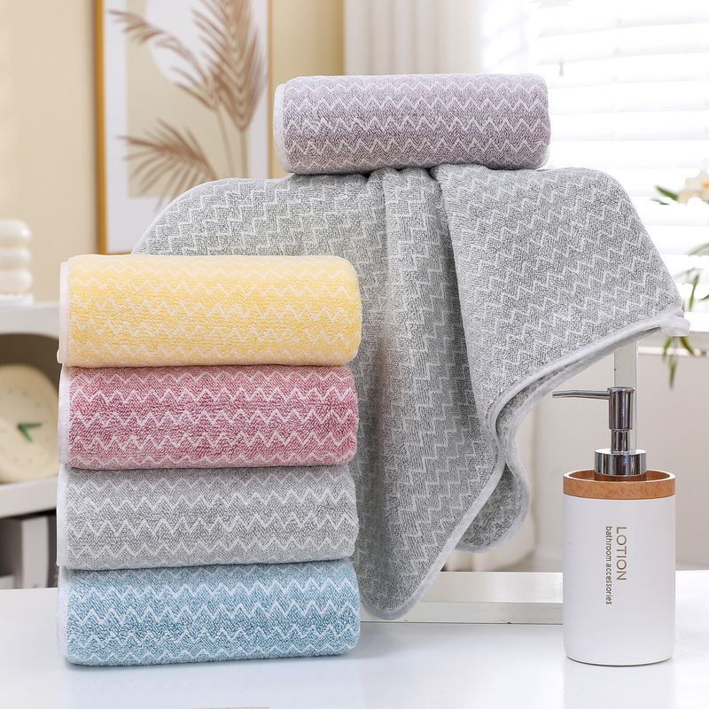 Towel Coral Velvet Towel Set New Water Ripple Towel Thickened Soft Absorbent Super Gift Towel Set