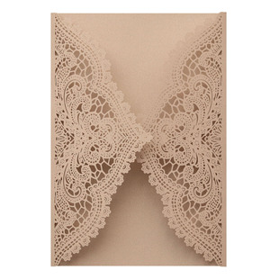 Amazon Holiday Invitation Envelope Wedding Greeting Card Shell Rice Gold Hollow Lace Card Zhejiang Spot Wholesale