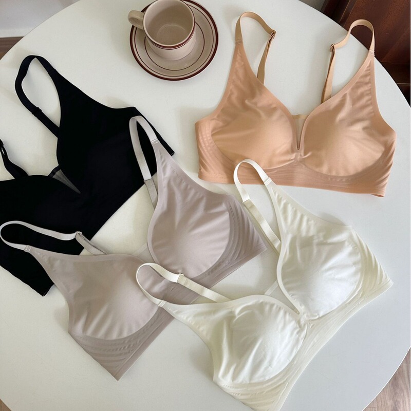 Ultra-thin Nude Milk Skin Seamless Pull-up Tube Top Bra for Women with Big Breasts and Small Push-up Rabbit Ears Cup Sexy Bra