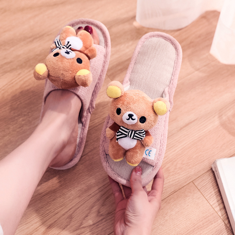 La primavera y el otoño de coser zapatos de tamaño libre de dibujos animados lindo adultos zapatillas de punta rosa pareja zapatillas de lino en stock al por mayor