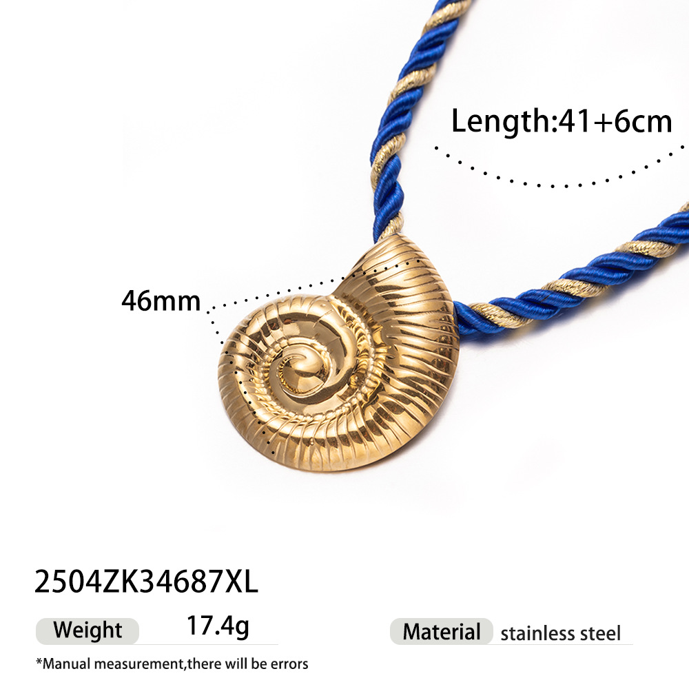 Tena Europa y América Alta retención de color 18k oro concha de acero inoxidable concha de estrella de mar collar de cuerda gruesa ins joyería de explosión transfronteriza image 13