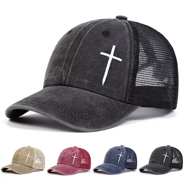 New Spring and Autumn Irregular Cross Embroidered Baseball Cap Men's and Women's Outdoor Sunscreen Cap Washed Vintage Cap Sunscreen Hat