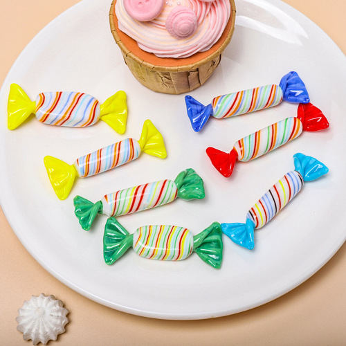 Creative Colorful Striped Candy Glass Craft Ornament for Home Office Desk Decoration Car Decorations