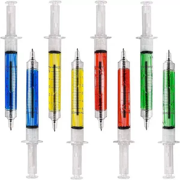 Needle Tube Ballpoint Pen, Medical-Related Side-Push Transparent Pen That Seems Realistic, Needle Tip, Acupuncture Needle Shell, Injection Pen