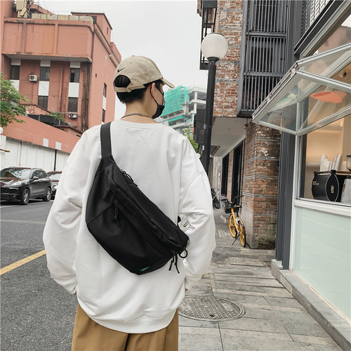 Simple crossbody bag for men, sports style for men, large-capacity chest bag, casual Japanese shoulder bag for men, solid color backpack for women