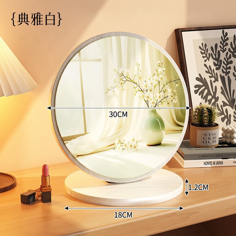 Espejo de maquillaje de madera maciza para el hogar, espejo de tocador de dormitorio femenino, espejo de tocador de escritorio grande plegable portátil retro