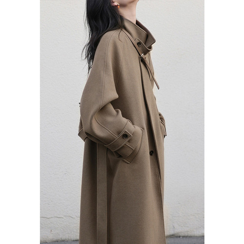 Women's Mid-Long Wool Blend Coat 2025 Winter Thickened Herve Leger Style Wool Coat Stylish and Fashionable