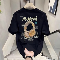 欧米のファッションブランドの半袖ins純綿夏の新型男性プリントtシャツのファッション
