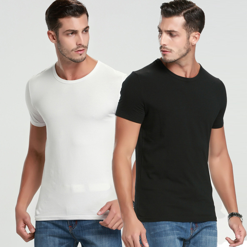 Spring and summer man Short sleeved customized Solid Versatile Basic models Base coat white blank T-Shirt T-shirt