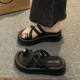 Internet Celebrity High-end Flip-flops for Women's Summer Outer Wear ins2024 New Style Small Fragrant Style Thick-soled Heightening Slip-on Sandals