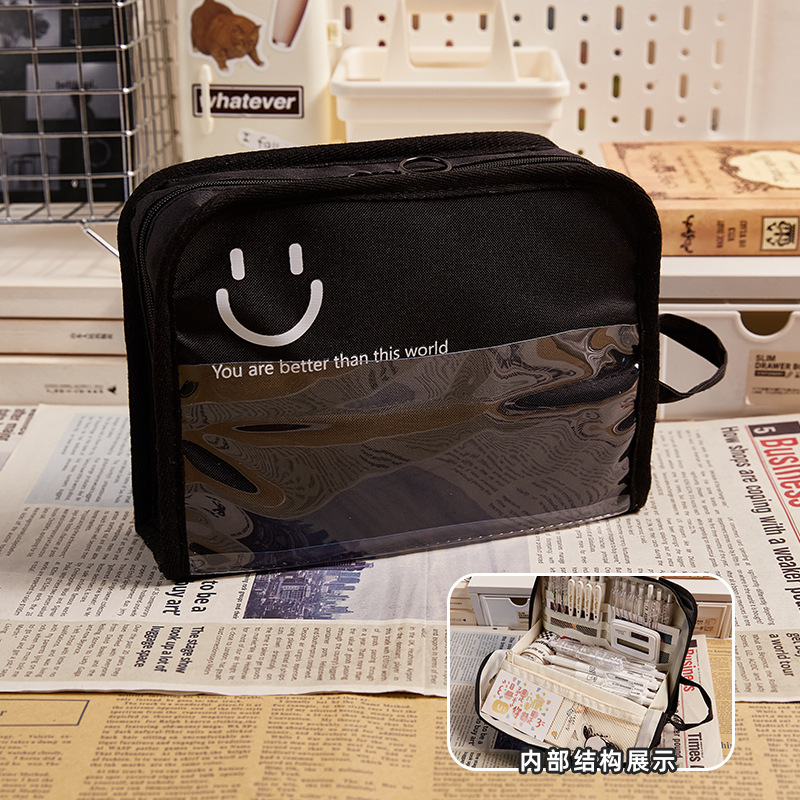 Estuche para lápices de lona de gran capacidad ins caja de papelería japonesa para niñas bolsa de papelería de alto valor bolsa de dolor multicapa caja de lápices