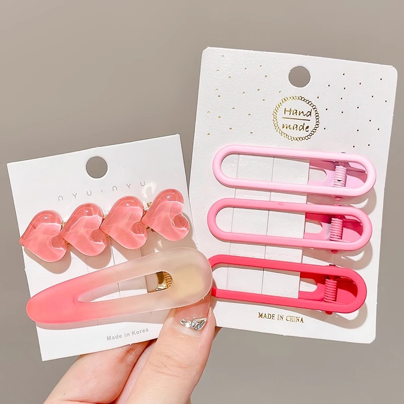 Rosa horquilla femenina 2024 Nueva horquilla BB clip frente flequillos laterales horquilla rota lindo clip de dopamina otoño