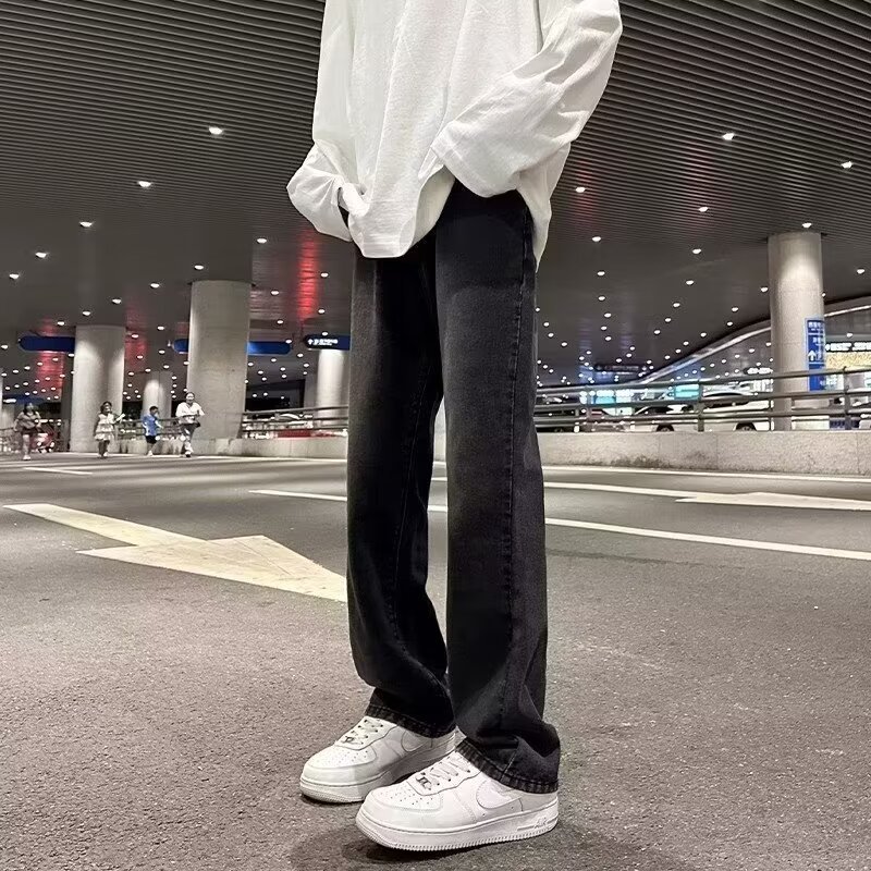 Vaqueros guapos de todo fósforo de la calle americana pantalones holgados de hollín casuales rectos para hombres