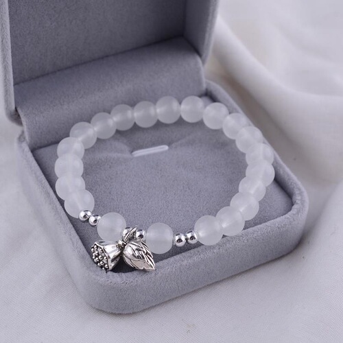 Ancient-style bead bracelet with lotus pattern, women's Korean-style girly heart elastic cord bracelet, sister-in-law candy color beaded necklace