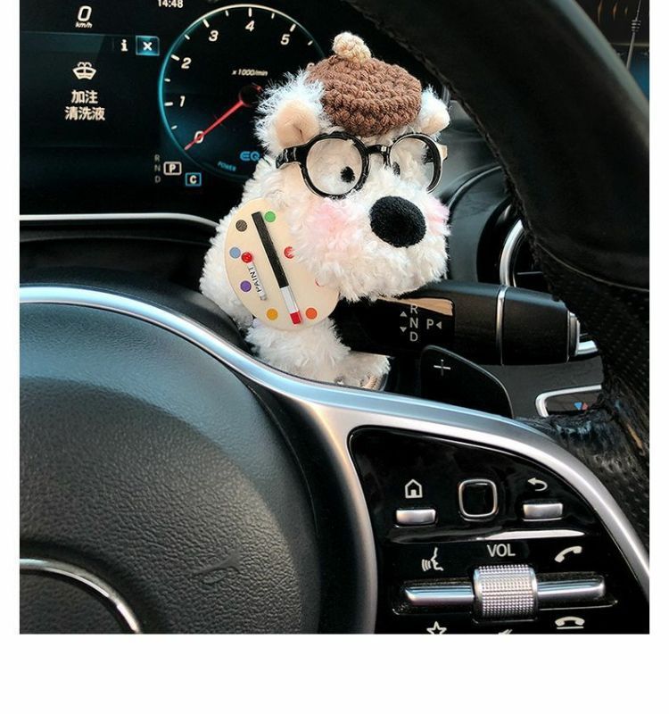 Popular West Highland Cute Car Plush Toy Car Doll Wiper Steering Light Car Interior Decoration for Women