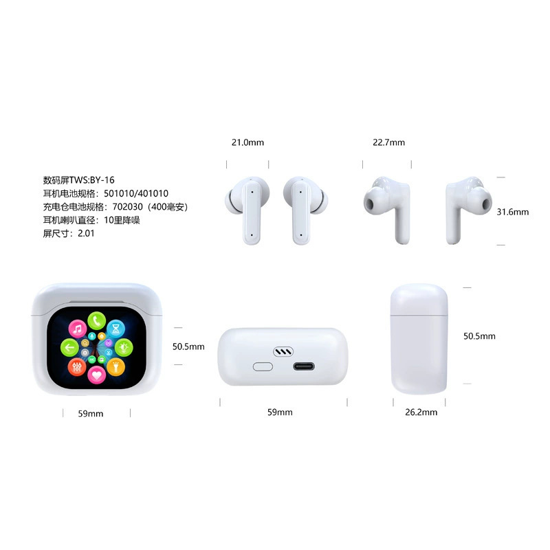 新型LED翻訳bluetoothイヤホン新型ワイヤレスカラータッチ表示画面ANCノイズ低減クロスボーダー卸売り|undefined