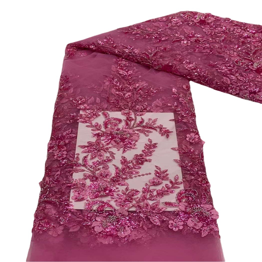 Hecho a mano con cuentas de tela de encaje vestido de novia encaje bordado tela vestidos de novia JX3464