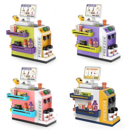 Cross-border children's sound and light water mini shopping supermarket table hamburger barbecue coffee machine play house supermarket toys